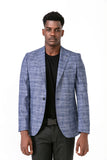 Slim Fit Blue Plain Fabric Jacket