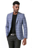 Slim Fit Blue Plain Fabric Jacket