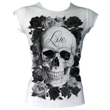 Black & White Love Skull Women's Basic T-Shirt