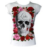 Red Love Skull Women's Basic T-Shirt